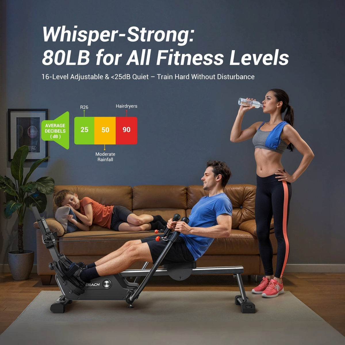 R26 Indoor Double-Scull Magnetic Rowing Machine for Muscle Imbalance