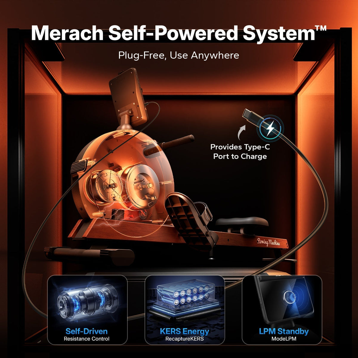 Q3 Self-powered Magnetic Rowing Machine for Beginners with LED Display